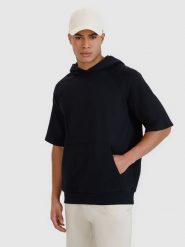 4F Bluza dresowa z krótkim rękawem z kapturem męska - czarna 3XL. Czarne bluzy męskie 4f, m, bez wzorów, z bawełny, z kapturem. W wyprzedaży za 59.99 zł.