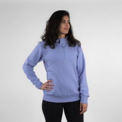 Bluza do biegania damska Kiprun Run 500 Warm ocieplana. Fioletowe bluzy damskie KIPRUN, l, bez wzorów, z bawełny, bez kaptura. W wyprzedaży za 119.99 zł.