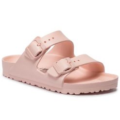 Klapki Birkenstock. Czerwone klapki damskie Birkenstock, bez wzorów, bez obcasa. Za 189.99 zł.