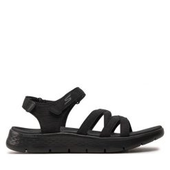 Sandały Skechers. Czarne klapki damskie Skechers, bez wzorów, bez obcasa, na płaskiej podeszwie, bez zapięcia. Za 219.99 zł.