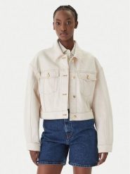 HUGO Kurtka jeansowa Gisolia 50559618 Écru Relaxed Fit. Kurtki damskie Hugo, xl, bez wzorów, z bawełny, bez kaptura. Za 859.99 zł.