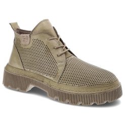 Zielone Botki Artiker Damskie Stylowe Obuwie. Zielone botki damskie Artiker, na wiosnę, z materiału, eleganckie, bez obcasa, bez zapięcia. Za 259.00 zł.