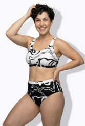 Damskie Bikini wzór w linie bez miękkich miseczek ramiączka z regulacją. Czarne bikini damskie Ulla Popken, plus size, bez wzorów, plus size. Za 191.99 zł.