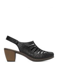 Rieker Sandały CEO-40959-00 Czarny. Czarne sandały damskie Rieker, bez wzorów, ze skóry, bez obcasa, na słupku, bez zapięcia. Za 319.99 zł.