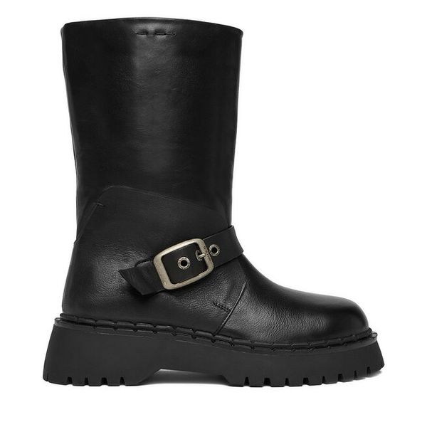 Botki G-Star. Czarne botki damskie G-Star, retro, bez obcasa, na płaskiej podeszwie, bez zapięcia. Za 383.99 zł.