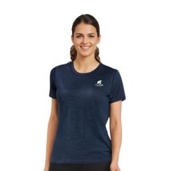 Damska koszulka trekkingowa z merynosów. Niebieskie koszulki sportowe damskie FJORK MERINO, xl, bez wzorów, z wełny, sportowe, bez kołnierzyka. Za 399.00 zł.