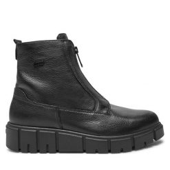 Botki Caprice. Czarne botki damskie Caprice, bez obcasa, na płaskiej podeszwie, bez zapięcia. Za 419.99 zł.