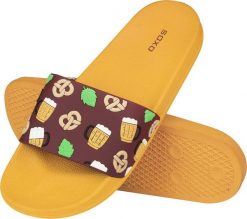 Soxo Klapki Plażowe Premium Unisex SOXO w Piwo | Idealne na Lato Wakacje i na Basen | Gumowe 4445. Klapki damskie Soxo, bez wzorów, z gumy, wakacyjne, bez obcasa. Za 79.99 zł.