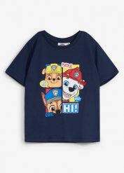 T-shirt z czystej bawełny z motywem Paw Petrol. Niebieskie koszule dla chłopców bonprix, bez wzorów, z bawełny, bez kołnierzyka, bez ramiączek. Za 59.99 zł.