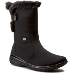 Botki RIEKER - Z7079-01 Black. Czarne kozaki damskie Rieker, z materiału, bez obcasa. W wyprzedaży za 209.00 zł.