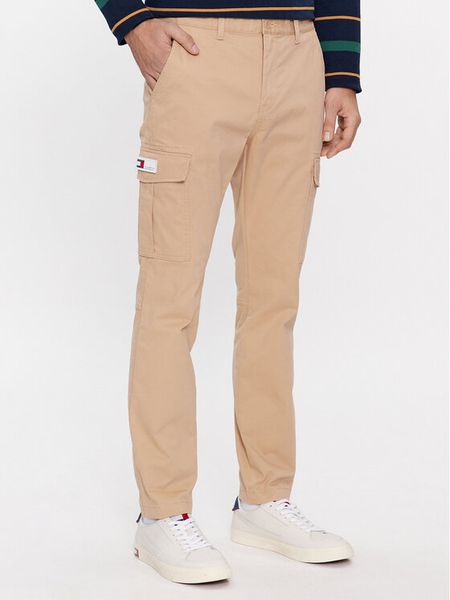 Tommy Jeans Spodnie materiałowe Austin DM0DM18341 Beżowy Slim Fit. Brązowe spodnie materiałowe męskie Tommy Jeans, m, bez wzorów, z bawełny. Za 289.99 zł.