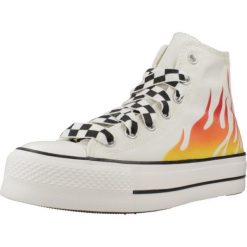 Buty CONVERSE CHUCK TAYLOR ALL STAR LIFT PLATFORM FLAMES Biały. Białe trampki i tenisówki damskie Converse, bez wzorów, z tkaniny, retro, bez zapięcia. Za 265.99 zł.
