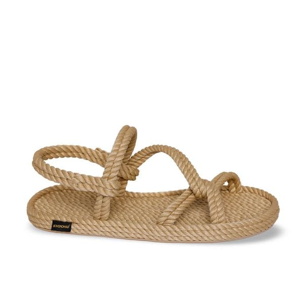 Sandały damskie Mykonos. Brązowe sandały damskie Aulp, bez wzorów, z kauczuku, bez obcasa, bez zapięcia. Za 159.99 zł.