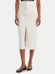 Liu Jo Spódnica jeansowa UA6259 D0275 Biały Regular Fit. Białe sukienki damskie Liu Jo, bez wzorów, z bawełny, bez kołnierzyka, bez ramiączek. Za 819.99 zł.