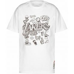 Koszulka Los Angeles Lakers Doodle. Białe koszulki sportowe męskie Mitchell & Ness, bez wzorów, bez kołnierzyka, bez ramiączek, do koszykówki. Za 218.50 zł.