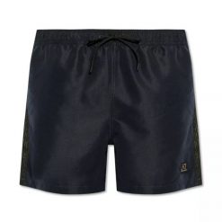 Szorty kąpielowe męskie EA7 Emporio Armani Gold Label Boxer. Niebieskie krótkie spodenki sportowe męskie EA7, l, bez wzorów, z materiału, do pływania. Za 299.99 zł.
