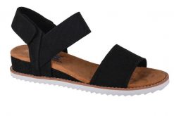 Sandały SKECHERS DESERT KISS Czarny. Czarne sandały damskie Skechers, bez wzorów, z materiału, bez obcasa, bez zapięcia. Za 188.99 zł.