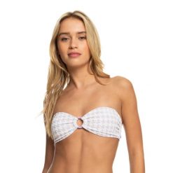 Góra od stroju kąpielowego ROXY Check It Bandeau. Czerwone bikini damskie Roxy, m, bez wzorów. Za 89.99 zł.