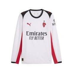 Męska koszulka wyjazdowa z długim rękawem AC Milan 25/26 PUMA. Białe koszulki sportowe męskie Puma, m, bez wzorów, bez kołnierzyka, bez ramiączek, do piłki nożnej. Za 479.00 zł.