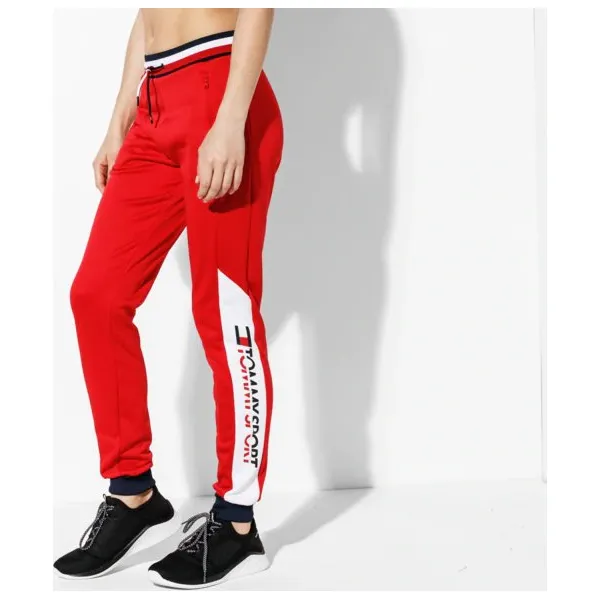 Tommy Sport Spodnie Jogger With Vertical Logo , czerwony, rozmiar S. Czerwone spodnie sportowe damskie Tommy Hilfiger, s, bez wzorów, z dzianiny, na fitness i siłownię. W wyprzedaży za 319.99 zł.