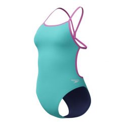 Strój pływacki jednoczęściowy damski Speedo Solid Vback. Niebieskie kostiumy jednoczęściowe damskie Speedo, xs, bez wzorów, sportowe, do pływania. Za 285.08 zł.