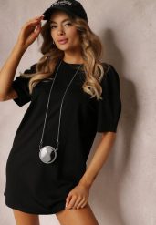 Czarna Pudełkowa Sukienka Mini z Saszetką Dalana. Czarne sukienki damskie Renee, na spotkanie biznesowe, na lato, bez wzorów, z jeansu, eleganckie, bez kołnierzyka, bez ramiączek, mini. Za 84.99 zł.