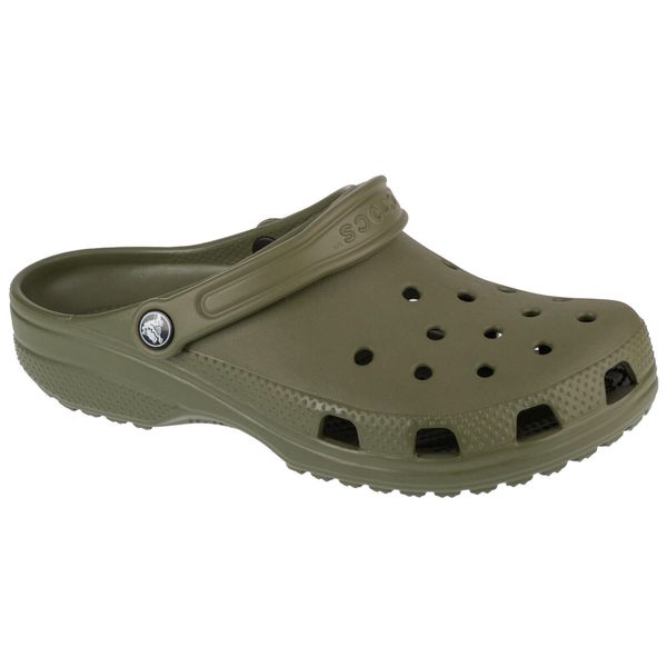 Chodaki Classic U Army. Zielone klapki damskie Crocs, bez wzorów, z materiału, bez obcasa. Za 259.99 zł.