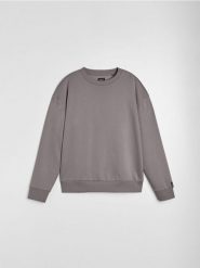 Bluza crewneck comfort fit z domieszką bawełny - szary. Szare bluzy męskie Sinsay, l, bez wzorów, z bawełny, bez kaptura. Za 29.99 zł.