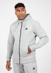 Leon Bluza z kapturem zapinana na suwak - Szary. Szare bluzy męskie GORILLA WEAR, l, bez wzorów, z bawełny, z kapturem. Za 356.00 zł.