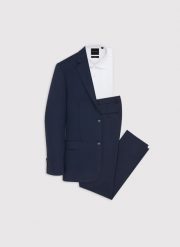 PAKO LORENTE - Granatowy wełniany garnitur męski. Niebieskie garnitury męskie Pako Lorente, bez wzorów, z wełny, biznesowe. Za 1,739.98 zł.