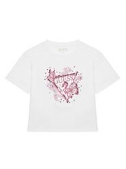 Guess T-Shirt J5YI35 K6YW4 Biały Regular Fit. Białe t-shirty i topy dla dziewczynek Guess, z aplikacjami, z bawełny, bez ramiączek. Za 79.99 zł.