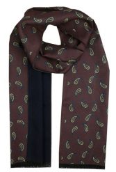 Elegancki Szalik Bawełniany - Alties - Paisley na Brązowym Tle. Brązowe szaliki męskie Alties, na zimę, bez wzorów, z bawełny. Za 99.00 zł.