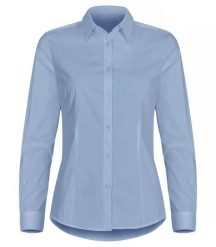 Clique Koszula Stretch L/S Damska - Regular Fit, bawełna z elastanem – Light. Niebieskie koszule damskie CLIQUE, l, bez wzorów, z bawełny, bez kołnierzyka, bez ramiączek. Za 202.48 zł.