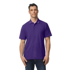 Męska Koszulka Polo Softstyle Pique. Fioletowe koszulki polo męskie Gildan, m, bez wzorów, bez ramiączek. Za 49.99 zł.