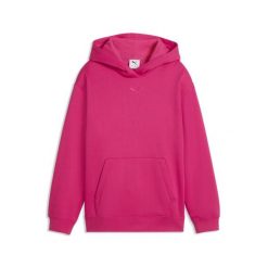 Młodzieżowa bluza dzianinowa z kapturem Essentials o luźnym kroju PUMA. Czerwona bluzy damskie Puma, m, bez wzorów, z bawełny, z kapturem. Za 99.00 zł.