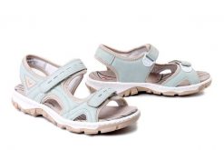 RIEKER 68866-52 green, sandały damskie. Zielone sandały damskie Rieker, bez wzorów, bez obcasa, bez zapięcia. Za 319.90 zł.