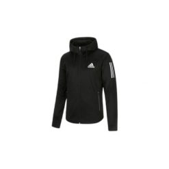Bluza z kapturem i zamkiem błyskawicznym adidas. Białe bluzy męskie Adidas, l, bez wzorów, z materiału, z kapturem, na fitness i siłownię. Za 398.10 zł.