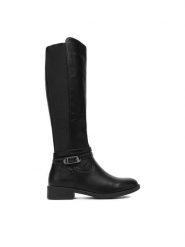DeeZee Kozaki C-7115 Czarny. Czarne kozaki damskie DeeZee, z materiału, bez obcasa, na płaskiej podeszwie. Za 229.99 zł.