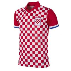 Koszulka piłkarska retro dla dorosłych Chorwacja 1990 - Czerwona-Biała. Białe koszulki sportowe męskie COPA FOOTBALL, l, bez wzorów, bez kołnierzyka, bez ramiączek, do piłki nożnej. Za 296.86 zł.