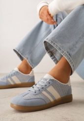 Niebieskie Sneakersy w Stylu Klasycznych Tenisówek z Cholewką z Plecionką Doriarissa. Niebieskie obuwie sportowe damskie Renee, bez wzorów, tenisowe. Za 99.99 zł.
