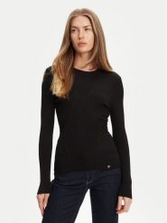 Guess Sweter W5YR08 Z0040 Czarny Slim Fit. Czarne swetry damskie Guess, m, z aplikacjami, z syntetyku, bez kołnierzyka, bez ramiączek, bez kaptura. Za 279.99 zł.