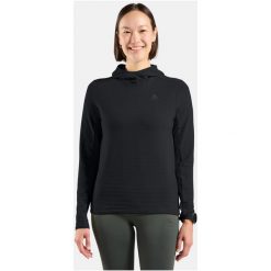 Bluza z kapturem Odlo Mid layer hoody ESSENTIAL THERMAL. Czarne bluzy damskie Odlo, bez wzorów, z kapturem. Za 339.99 zł.