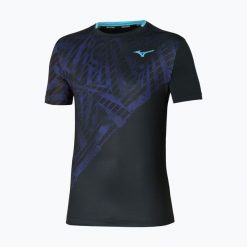 Koszulka tenisowa męska Mizuno Mugen Shadow Graphic Tee. Czarne koszulki sportowe męskie Mizuno, m, bez wzorów, z elastanu, bez kołnierzyka, bez ramiączek, na fitness i siłownię. Za 129.99 zł.