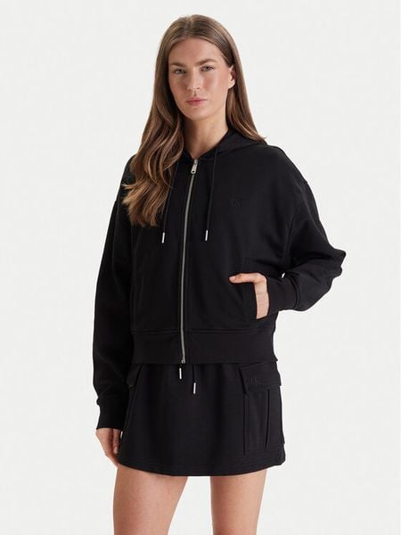 Calvin Klein Jeans Bluza Monogram LV047F208G Czarny Relaxed Fit. Czarne bluzy damskie Calvin Klein Jeans, s, bez wzorów, z bawełny, bez kaptura. Za 291.99 zł.