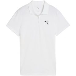 Koszulka damskie Puma Ess Polo. Białe koszulki sportowe damskie Puma, bez wzorów, z bawełny, bez kołnierzyka, bez ramiączek. Za 190.00 zł.