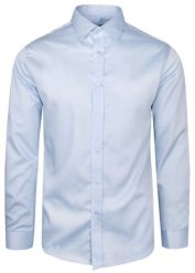 Koszula Wizytowa, Długi Rękaw, Błękitna, Taliowana, SLIM -Victorio. Niebieskie koszule męskie Victorio, uniwersalny, bez wzorów, z bawełny, eleganckie, bez kołnierzyka, bez ramiączek. Za 185.00 zł.