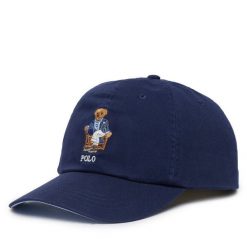 Czapka z daszkiem Polo Ralph Lauren. Niebieskie czapki i kapelusze damskie Polo Ralph Lauren, bez wzorów. Za 519.99 zł.