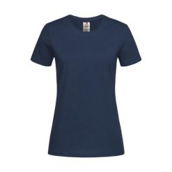 Damska Klasyczna Koszulka Organiczna O Dopasowanym Kroju. Niebieskie koszulki sportowe damskie Stedman, m, bez wzorów, bez kołnierzyka, bez ramiączek, trekkingowe. Za 41.99 zł.