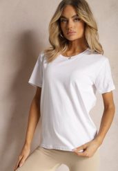 Biała T-shirt Erasorus. Białe bluzki damskie Renee, xl, bez wzorów, z jeansu, bez kołnierzyka. Za 19.99 zł.
