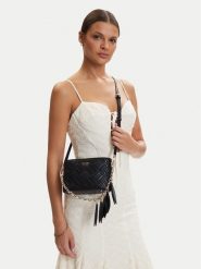 Guess Torebka Sally Mini HWQG99 21770 Czarny. Czarne listonoszki damskie Guess, z aplikacjami, ze skóry, bez dodatków. Za 494.99 zł.